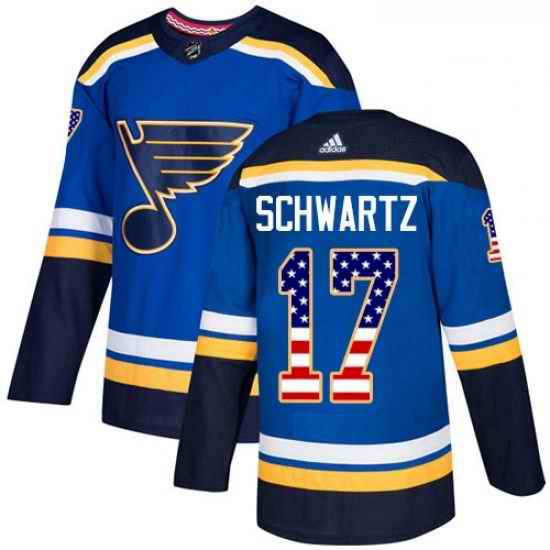 Youth Adidas St Louis Blues #17 Jaden Schwartz Authentic Blue USA Flag Fashion NHL Jersey