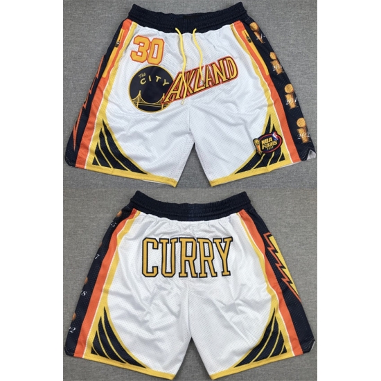 Men Golden State Warriors #30 Stephen Curry White Shorts->detroit pistons->NBA Jersey