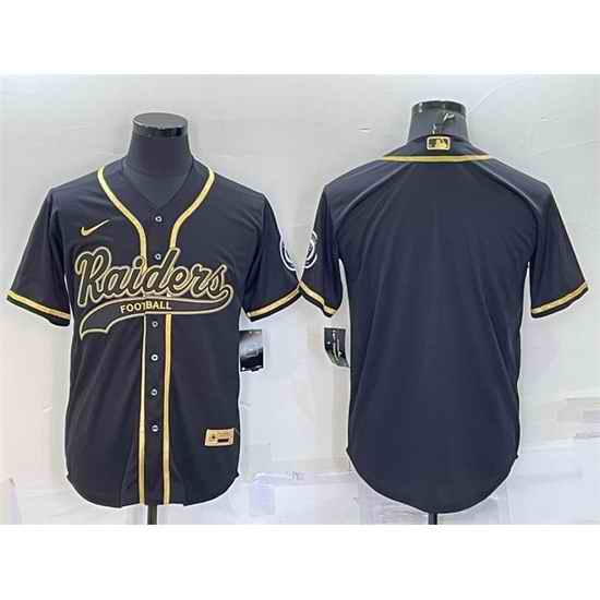 Men Las Vegas Raiders Blank Black Gold With Patch Cool Base Stitched Baseball Jersey->las vegas raiders->NFL Jersey