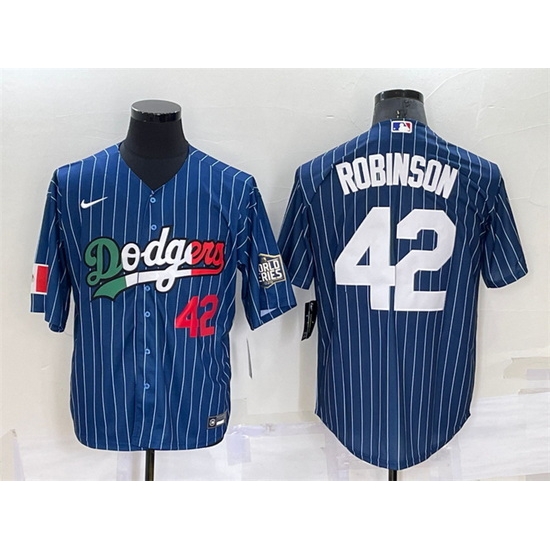 Men Los Angeles Dodgers #42 Jackie Robinson Navy Mexico World Series Cool Base Stitched Baseball Jersey