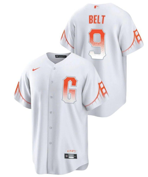 Men's San Francisco Giants #9 Brandon Belt White City Connect Cool Base Stitched Jersey->san francisco giants->MLB Jersey