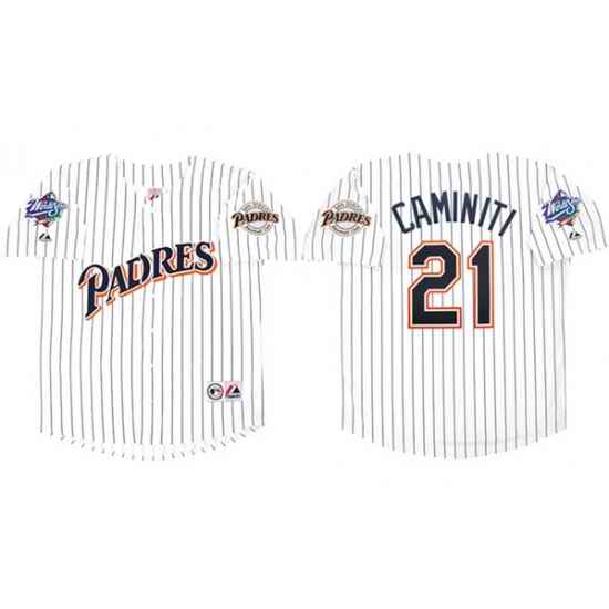 Men's San Diego Padres #21 Ken Caminiti White 1998 World Series Cool Base Stitched Jersey->toronto blue jays->MLB Jersey