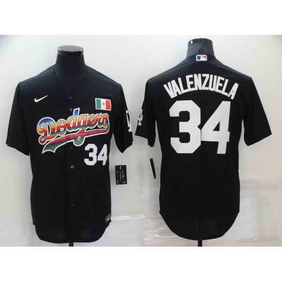 Men Los Angeles Dodgers #34 Toro Valenzuela Black Stitched Baseball jersey