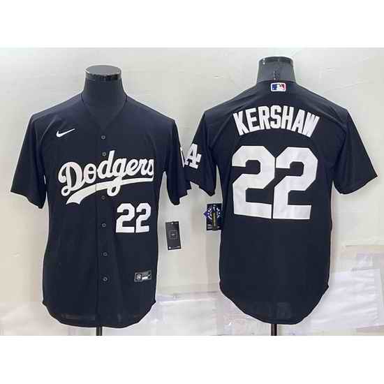 Men Los Angeles Dodgers #22 Clayton Kershaw Black Cool Base Stitched Baseball Jersey