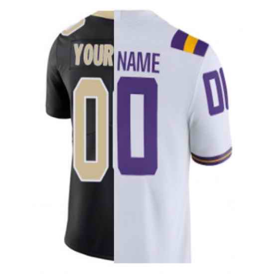 NFL Saints NCAA Tigers Split Customized Black White Jersey->customized ncaa jersey->Custom Jersey
