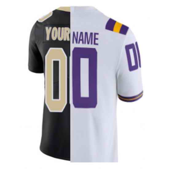 NFL Saints NCAA Tigers Split Customized Black White Jersey->->Custom Jersey