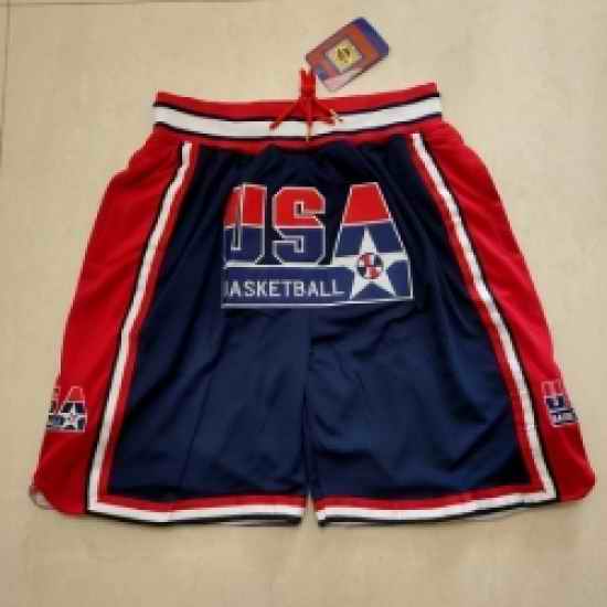 Men Team USA Blue Pocket Shorts->nba shorts->NBA Jersey
