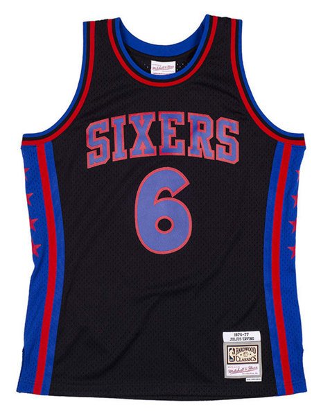 Men's Philadelphia 76ers #6 Julius Erving 1976-77 Black Mitchell & Ness Swingman Stitched Jersey->philadelphia 76ers->NBA Jersey