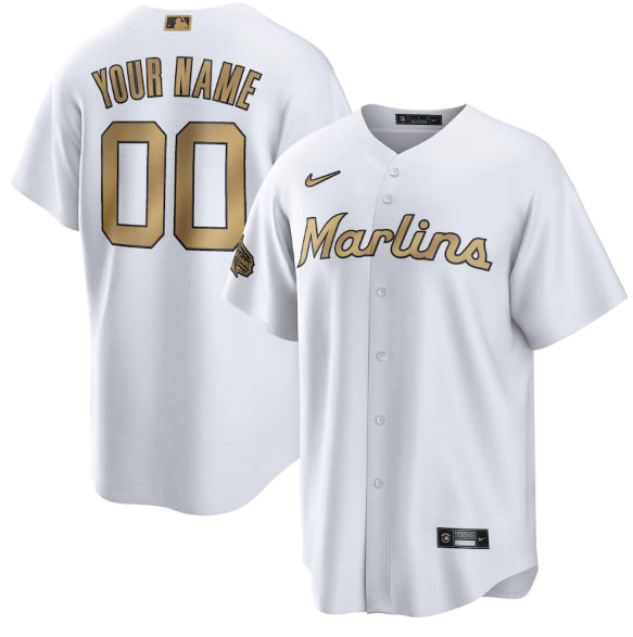 Men's Miami Marlins Active Player Custom White 2022 All-Star Cool Base Stitched Baseball Jersey->milwaukee brewers->MLB Jersey