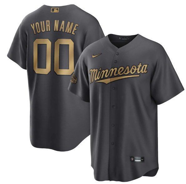 Men's Minnesota Twins Active Player Custom Charcoal 2022 All-Star Cool Base Stitched Baseball Jersey->milwaukee brewers->MLB Jersey