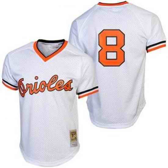 Men Baltimore Orioles #8 Cal Ripken Jr Throwback White Jersey->oakland athletics->MLB Jersey