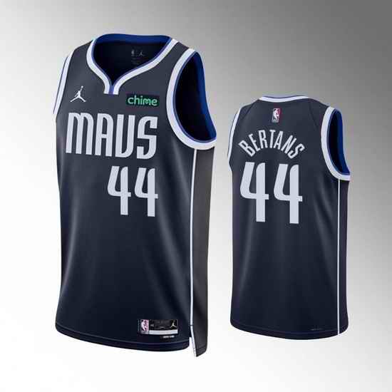 Men Dallas Mavericks #44 Davis Bertans Navy Statement Edition Stitched Basketball Jersey