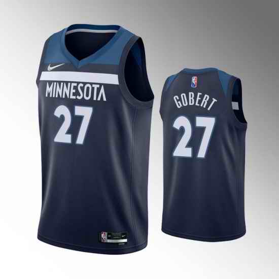 Men Minnesota Timberwolves #27 Rudy Gobert Icon Edition Navy 75th Anniversary Swingman Stitched Jersey