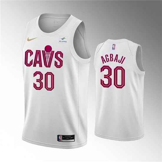 Men Cleveland Cavaliers #30 Ochai Agbaji White Association Edition Stitched Basketball Jersey