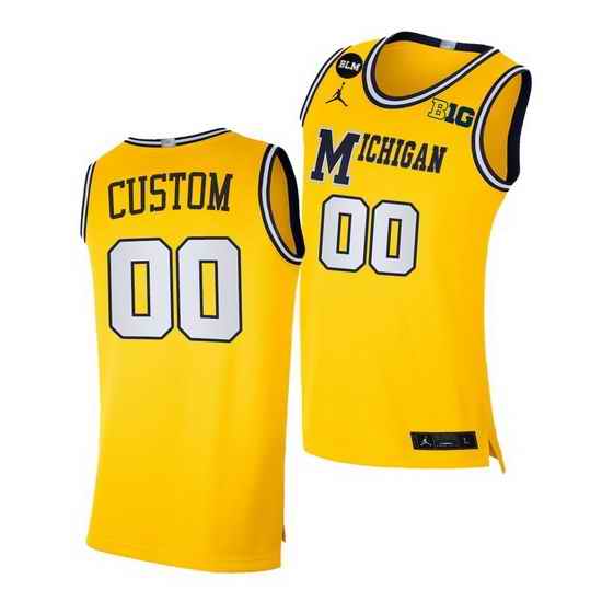 Michigan Wolverines Custom Yellow Blm Social Justice Men Jersey->->Custom Jersey