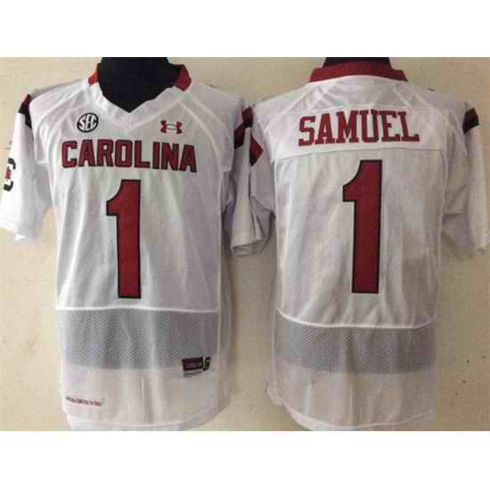 Men South Carolina Gamecocks Deebo Samuel #1 Maroon White Football Jersey->new york rangers->NHL Jersey