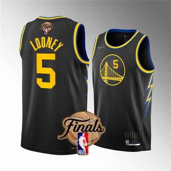 Men Golden State Warriors #5 Kevon Looney 2022 Black NBA Finals Stitched Jersey