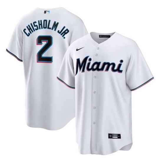 Men Miami Marlins #2 Jazz Chisholm Jr  White Cool Base Stitched Jersey->milwaukee brewers->MLB Jersey
