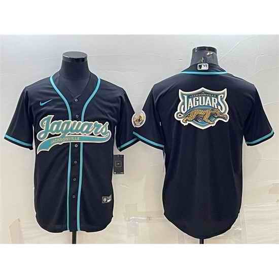 Men Jacksonville Jaguars Black Team Big Logo With Patch Cool Base Stitched Baseball Jersey->jacksonville jaguars->NFL Jersey