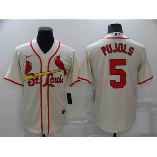 Men's St Louis Cardinals #5 Albert Pujols Cream Stitched MLB Cool Base Nike Jersey->st. louis cardinals->MLB Jersey