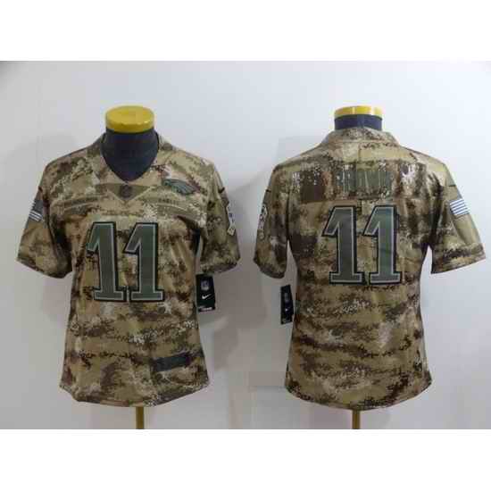 Women Philadelphia Eagles #11 A  J  Brown Camo Salute To Service Limited Stitched Football Jersey 28Run Small 2