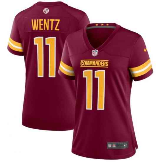 Women Washington Commanders #11 Carson Wentz Red Burgundy Stitched Limited Jersey->women nfl jersey->Women Jersey