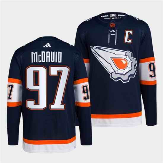 Men Edmonton Oilers 97 Connor McDavid Navy 2022 #23 Reverse Retro Stitched Jersey->edmonton oilers->NHL Jersey