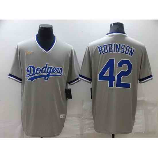 Men Los Angeles Dodgers #42 Jackie Robinson Grey Stitched Baseball jersey
