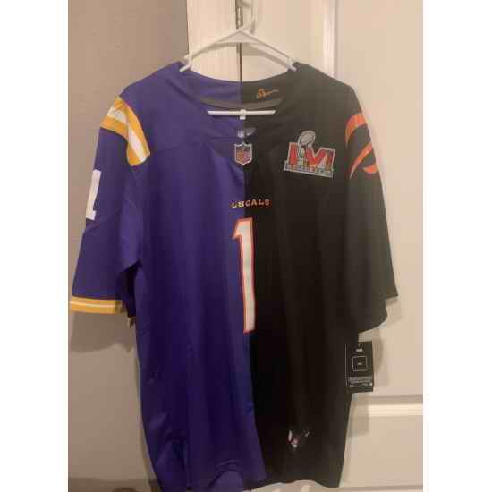 Tigers Bengals Split jersey Customized Black Purple->->Custom Jersey