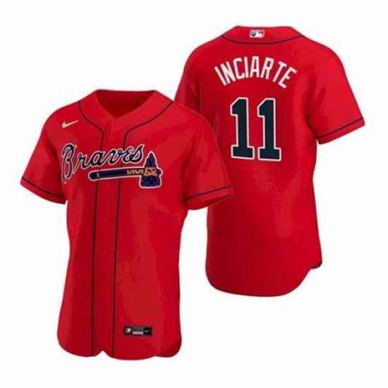 Mens Nike Atlanta Braves #11 Ender Inciarter Red Alternate Stitched Baseball Jersey