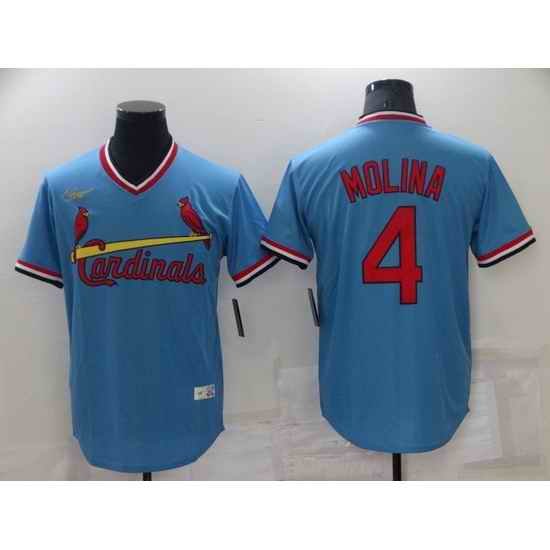 Men St  Louis Arizona Cardinals #4 Yadier Molina Blue Cool Base Stitched Jerse->texas rangers->MLB Jersey