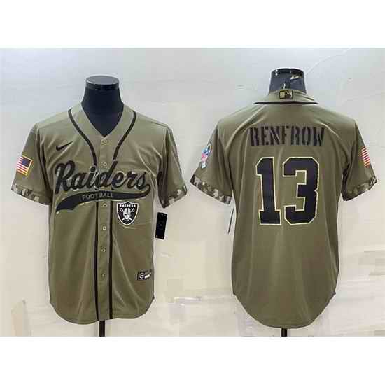 Men Las Vegas Raiders #13 Hunter Renfrow 2022 Olive Salute To Service Cool Base Stitched Baseball Jersey->las vegas raiders->NFL Jersey