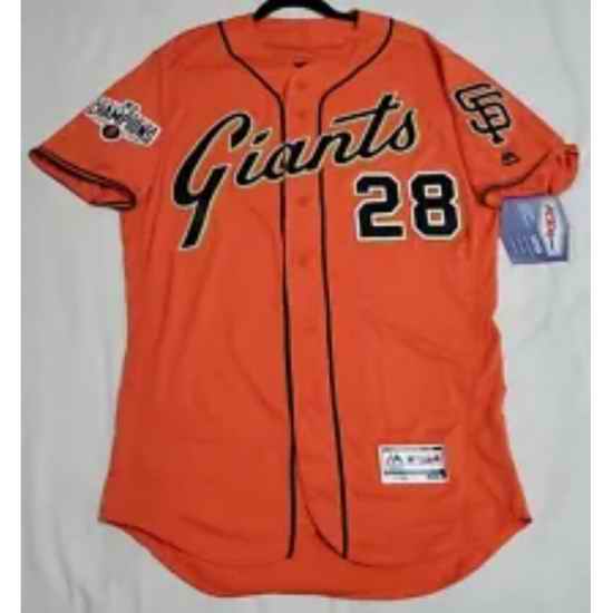 Men 2014 World Series San Fran giants buster Posey Orange Jersey->brooklyn nets->NBA Jersey