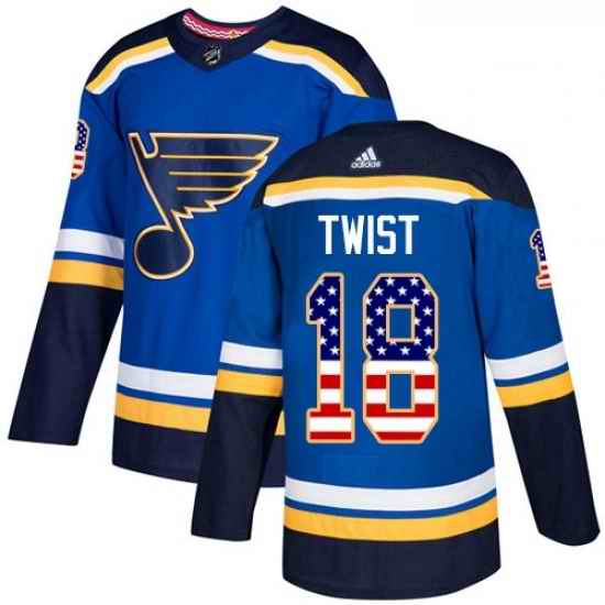 Youth Adidas St Louis Blues #18 Tony Twist Authentic Blue USA Flag Fashion NHL Jersey