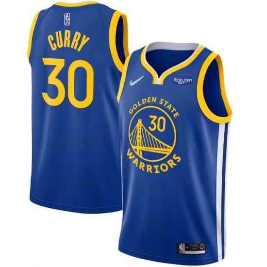 Men Golden State Warriors #30 Stephen Curry 75th Anniversary Royal Stitched Basketball Jersey