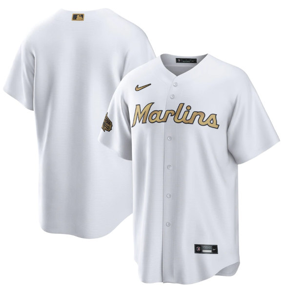 Men's Miami Marlins Blank White 2022 All-Star Cool Base Stitched Baseball Jersey->milwaukee brewers->MLB Jersey