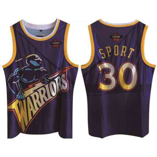 Men Golden State Warriors #30 Stephen Curry Purple Print Basketball Jerse