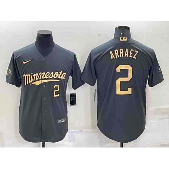 Men Minnesota Twins #2 Luis Arraez 2022 All Star Charcoal Cool Base Stitched Baseball Jersey->milwaukee brewers->MLB Jersey
