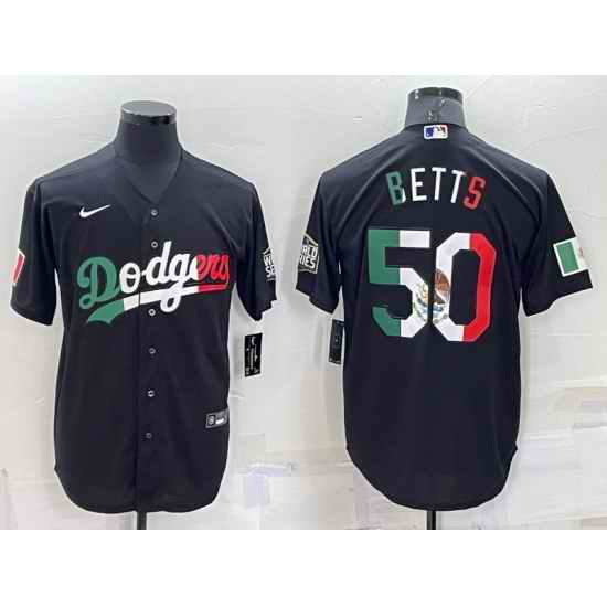 Men Los Angeles Dodgers #50 Mookie Betts Black Mexico Cool Base Stitched Baseball Jersey