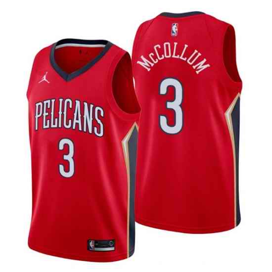 Men New Orleans Pelicans #3 C J  McCollum Red Statement Edition Stitched Jerse->orlando magic->NBA Jersey