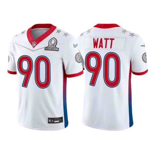 Men 2022 NFL Pro Bowl Pittsburgh Steelers #90 T J Watt AFC White Jersey->baltimore ravens->NFL Jersey