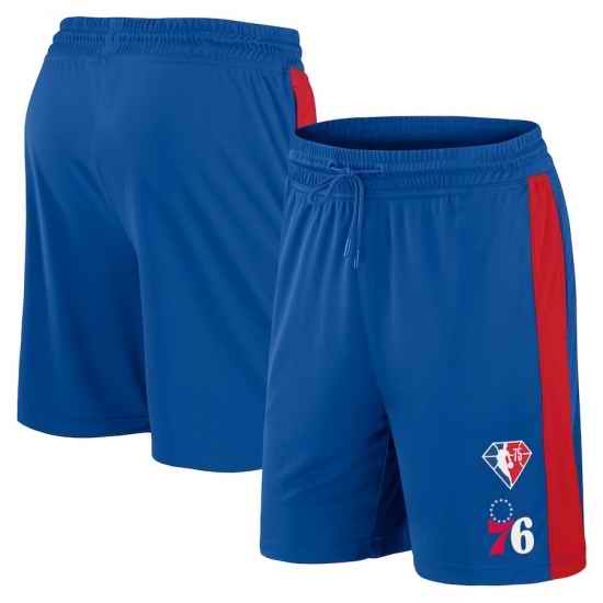 Men Philadelphia 76ers Blue With Team Logo Shorts->nba shorts->NBA Jersey