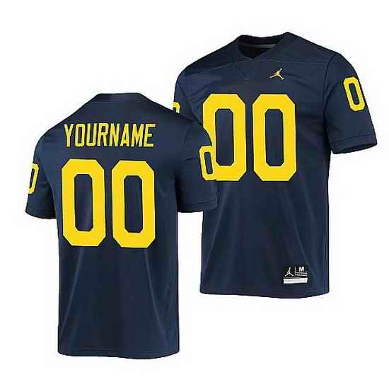 Michigan Wolverines Custom Navy Game Men'S Jersey->->Custom Jersey