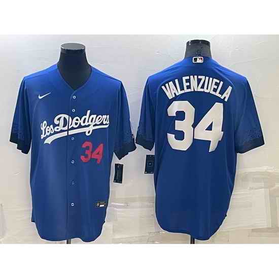 Men Los Angeles Dodgers #34 Toro Valenzuela Royal City Connect Cool Base Stitched Baseball Jersey