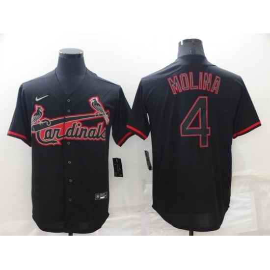 Men St  Louis Cardinals #4 Yadier Molina Black Shadow Cool Base Stitched Jerse->san diego padres->MLB Jersey