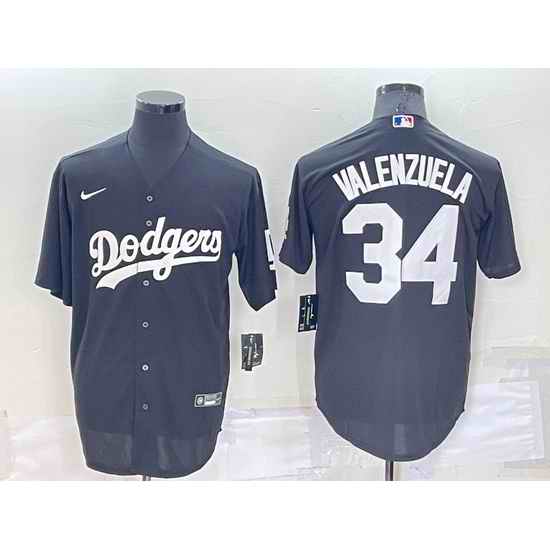 Men Los Angeles Dodgers #34 Toro Valenzuela Black Cool Base Stitched Baseball Jerseyy