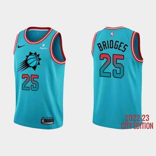 Men Phoenix Suns 25 Mikal Bridges 2022 #23 Blue City Edition Stitched Basketball Jersey->portland trail blazers->NBA Jersey