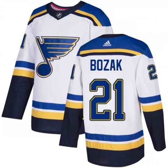 Youth Adidas St Louis Blues #21 Tyler Bozak Authentic White Away NHL Jersey