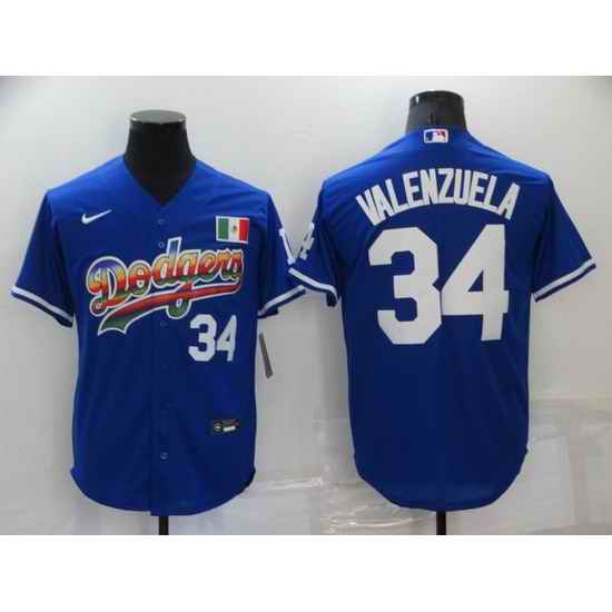 Men Los Angeles Dodgers #34 Toro Valenzuela Royal Stitched Baseball jersey