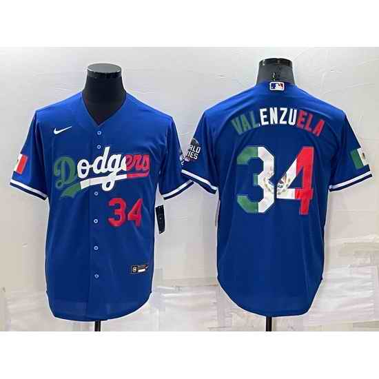 Men Los Angeles Dodgers #34 Toro Valenzuela Royal Mexico Cool Base Stitched Baseball Jersey